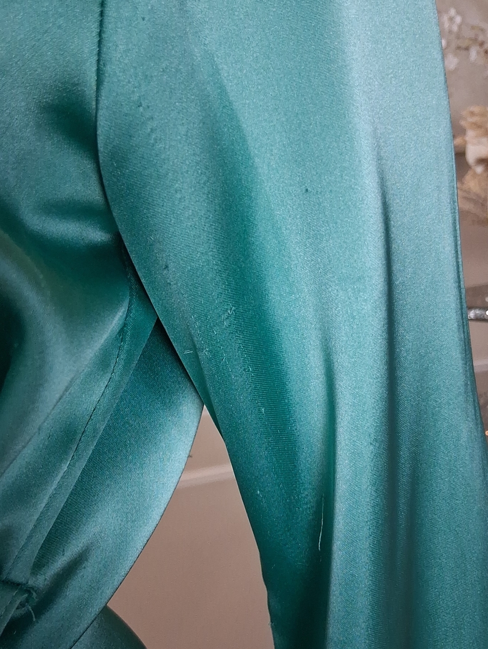 Zara Women's Teal Satin Glossy Fluid V Neck Wrap Long Sleeves Blouse Medium - Picture 16 of 16